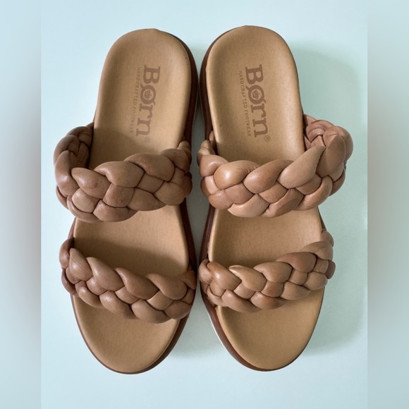 Born Leather Braided Slide Sandals - Picture 2 of 11